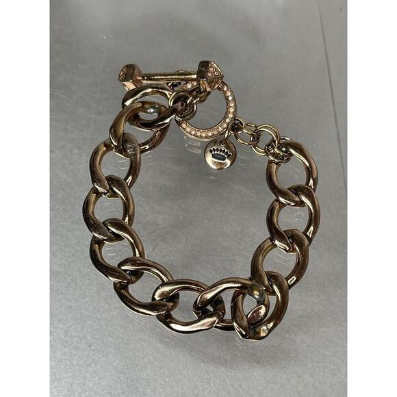Juicy Couture Toggle Clasp Rose Gold Charm Bracelet Crystal Charm - Picture 1 of 5